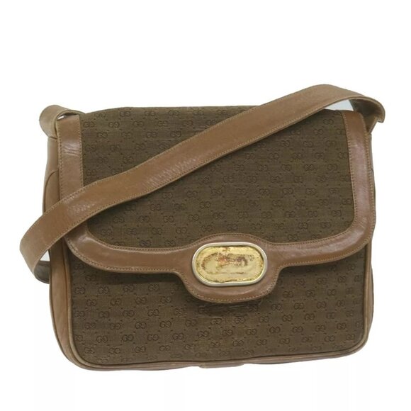GUCCI Micro GG Canvas Shoulder Bag Beige Brown Auth - Picture 1 of 16